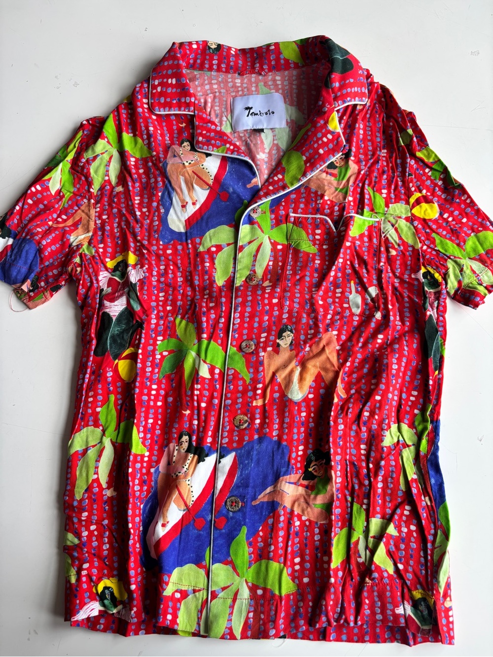Tomboy Red Tropical Print Short-Sleeve Men's Shirt